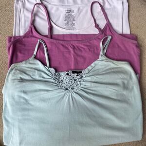 Size Small Capsule Wardrobe Layering Pieces 3 Tank Bundle White Mint Orchid